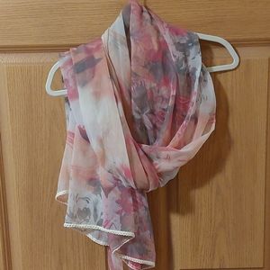 Coldwater Creek Scarf/Wrap/Shawl with Watercolor Floral design